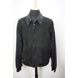 Cifionelli Lambskin Suede and Cotton Blue Bomber Jacket Coat Sz 46